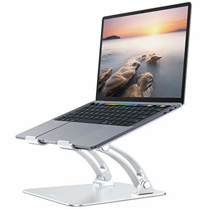 Picture of Nulaxy Laptop Stand, Ergonomic Height Angle Adjustable Computer Laptop Holder Compatible with MacBook, Air, Pro, Dell XPS, Samsung, Alienware All Laptops 11-17", Supports Up to 44 Lbs-Silver