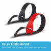Picture of VELCRO Brand Cable Ties, 100Pk - 8 x 1/2" Red and Black, Reusable Alternative to Zip Ties, ONE-WRAP Thin Pre-Cut Cord Organization Straps, Wire Management for Office or Home, VEL-30200-AMS, Black/Red