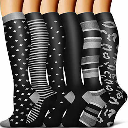 Picture of Copper Compression Socks Women & Men Circulation(6 pairs) - Best for Running, Nursing, Hiking, Recovery & Flight Socks