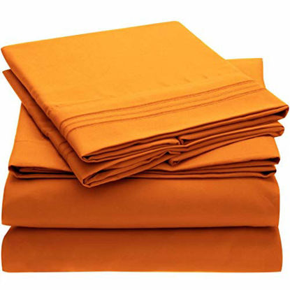 Picture of Mellanni Bed Sheet Set - Brushed Microfiber 1800 Bedding - Wrinkle, Fade, Stain Resistant - 4 Piece (Full, Persimmon)
