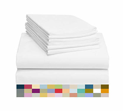 Picture of LuxClub 6 PC Sheet Set Bamboo Sheets Deep Pockets 18" Eco Friendly Wrinkle Free Sheets Machine Washable Hotel Bedding Silky Soft - White Queen