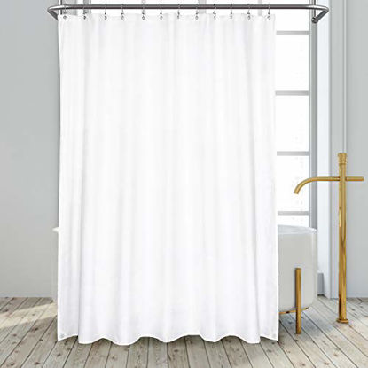 Picture of N&Y HOME 84 inch Extra Wide Fabric Shower Curtain or Liner, Hotel Quality, Washable, Water Repellent Bathroom Curtains with Grommets, White, 84x72 inches