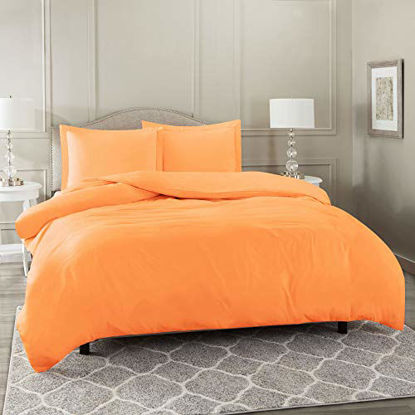 Picture of Nestl Bedding Duvet Cover 2 Piece Set - Ultra Soft Double Brushed Microfiber Hotel Collection - Comforter Cover with Button Closure and 1 Pillow Sham, Light Orange - Twin (Single) 68"x90"