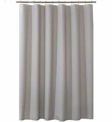 Picture of AmazerBath Plastic Shower Curtain, 72 x 72 Inches Grey EVA 8G Thick Bathroom Shower Curtains Eco-Friendly with Heavy Duty Clear Stones and Grommet Holes