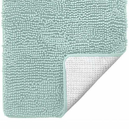 Picture of Gorilla Grip Original Luxury Chenille Bathroom Rug Mat, 30x20, Extra Soft and Absorbent Shaggy Rugs, Machine Wash Dry, Perfect Plush Carpet Mats for Tub, Shower, and Bath Room, Sea Blue