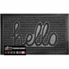 Picture of Gorilla Grip Original Durable Natural Rubber Door Mat, 23x35, Heavy Duty Doormat for Indoor Outdoor, Waterproof, Easy Clean, Low-Profile Rug Mats for Entry, Patio, High Traffic Areas, Charcoal Hello