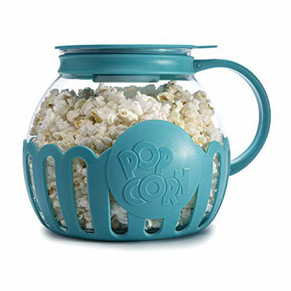 Picture of Ecolution Original Microwave Micro-Pop Popcorn Popper, Borosilicate Glass, 3-in-1 Silicone Lid, Dishwasher Safe, BPA Free, 3 Quart Family Size, Teal