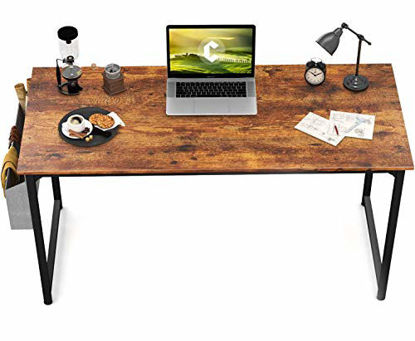 Picture of CubiCubi Study Computer Desk 47" Home Office Writing Small Desk, Modern Simple Style PC Table, Black Metal Frame, Rustic Brown