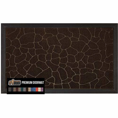 Picture of Gorilla Grip Original Durable Natural Rubber Door Mat, 72x24, Heavy Duty Runner Doormat for Indoor Outdoor, Waterproof, Easy Clean Low-Profile Rug Mats for Entry, High Traffic Areas, Dark Brown Pebble