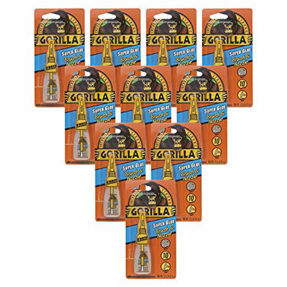 Picture of Gorilla Brush & Nozzle Super Glue, 10-Pack, Clear, 10 Pack