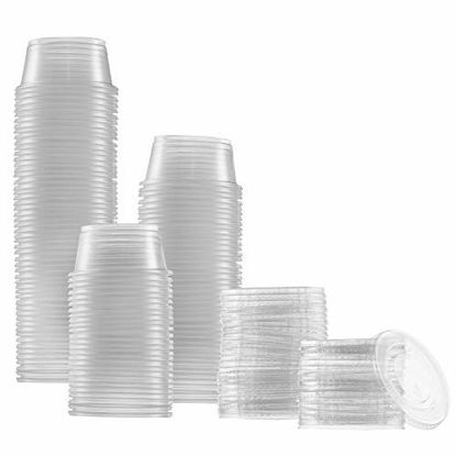 Picture of Zeml Portion Cups with Lids (2 Ounces, 100 Pack) | Disposable Plastic Cups for Meal Prep, Portion Control, Salad Dressing, Jello Shots, Slime & Medicine | Premium Small Plastic Condiment Container