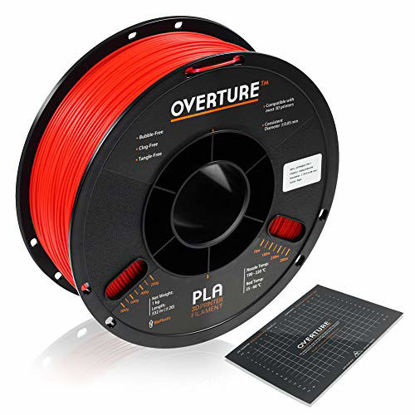 Picture of OVERTURE PLA Filament 1.75mm with 3D Build Surface 200mm × 200mm 3D Printer Consumables, 1kg Spool (2.2lbs), Dimensional Accuracy +/- 0.05 mm, Fit Most FDM Printer, Red