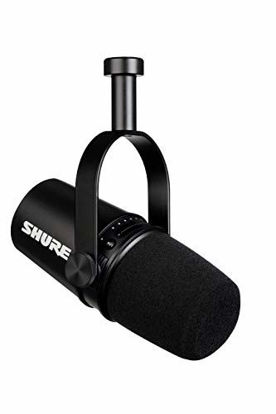 Picture of Shure MV7 USB Podcast Microphone for Podcasting, Recording, Live Streaming & Gaming, Built-In Headphone Output, All Metal USB/XLR Dynamic Mic, Voice-Isolating Technology, TeamSpeak Certified - Black