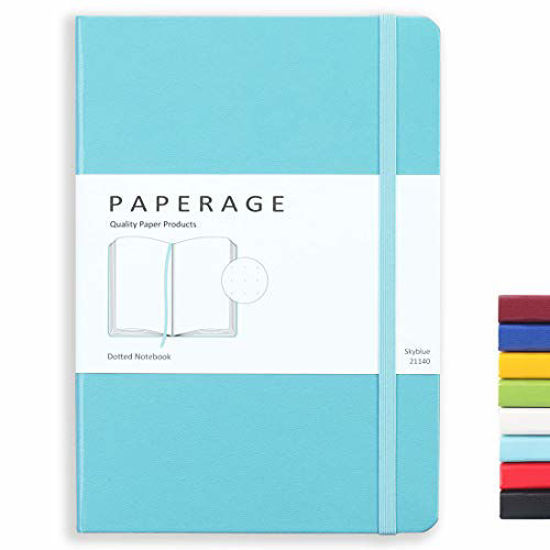 Picture of Paperage Dotted Journal Bullet Notebook, Hard Cover, Medium 5.7 x 8 inches, 100 gsm Thick Paper (Blue, Dotted)