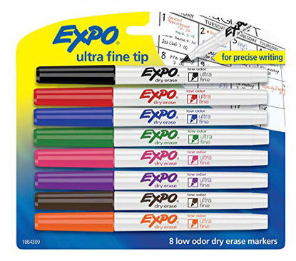 Picture of EXPO 1884309 Low-Odor Dry Erase Markers, Ultra Fine Tip, Assorted Colors, 8-Count