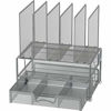 Picture of SimpleHouseware Mesh Desk Organizer with Sliding Drawer, Double Tray and 5 Upright Sections, Silver