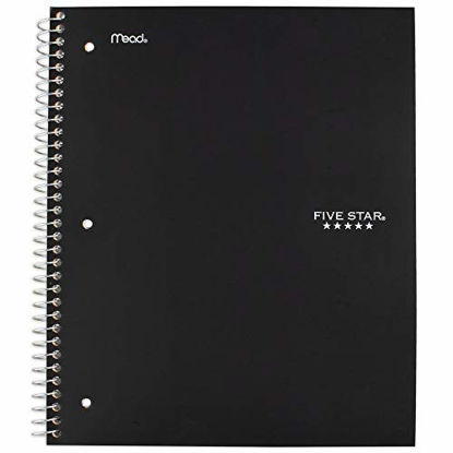 Picture of Five Star Spiral College Ruled Notebook, 5 Subject, Wired Note Book with Pockets, 200 Lined Sheets, Writing Journal, Home School Supplies for College Students or K-12, 11" x 8-1/2", Black (72081)