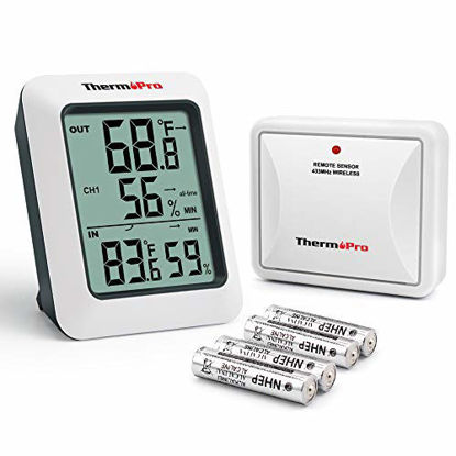 Picture of ThermoPro TP60S Digital Hygrometer Indoor Outdoor Thermometer Wireless Temperature and Humidity Gauge Monitor Room Thermometer with 200ft/60m Range Humidity Meter