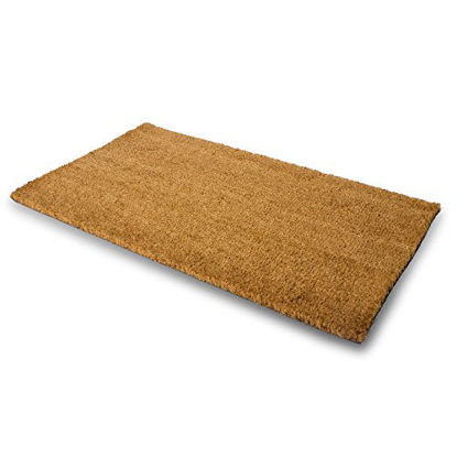 Picture of PLUS Haven Pure Coco Coir Doormat with Heavy-Duty Backing - Natural - Size: 17-Inches x 30-Inches - Pile Height: 0.6-Inches - Perfect Color/Sizing for Outdoor/Indoor uses.