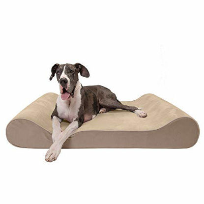 Picture of Furhaven Pet Dog Bed - Orthopedic Micro Velvet Ergonomic Luxe Lounger Cradle Mattress Contour Pet Bed with Removable Cover for Dogs and Cats, Clay, Giant