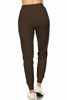 Picture of Leggings Depot JGA128-BROWN-SMALL Solid Jogger Track Pants w/Pockets, Small