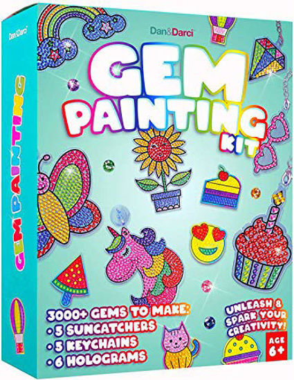 Dan&Darci Gem Art, Kids Diamond Painting Kit for Kids - Big 5D Gems - Arts & Crafts - Girls and Boys Ages 6-12 - Gem Painting Kits - Best Tween Gift