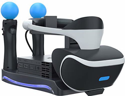 Picture of Skywin PSVR Stand - Charge, Showcase, and Display Your PS4 VR Headset and Processor - Compatible with Playstation 4 PSVR - Showcase and Move Controller Charging Station