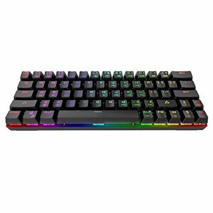Picture of DIERYA DK63 Wireless 60% Mechanical Gaming Keyboard True RGB Backlit Bluetooth 4.0 Wired LED Computer Keyboard Compatible with Multi-Device iPhone Android Mobile PC Laptop - Brown Switch