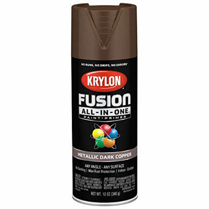 Picture of Krylon K02767007 Fusion All-in-One Spray Paint for Indoor/Outdoor Use, Metallic Copper, Dark Cooper