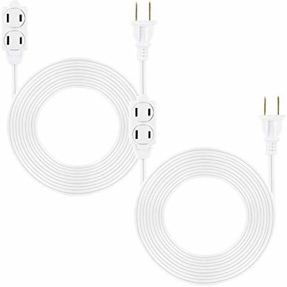 Picture of GE, White, 15 ft Extension Cord 2 Pack, 3 Outlet Power Strip, Polarized, 16 Gauge, Twist-to-Close Safety Covers, Indoor Rated, Perfect for Home, Office or Kitchen, UL Listed, 50365