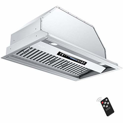 Picture of IKTCH 36 inch Built-in/Insert Range Hood 900 CFM, Ducted/Ductless Convertible Duct, Stainless Steel Kitchen Vent Hood with 2 Pcs Adjustable Lights and 3 Pcs Baffle Filters with Handlebar