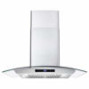 Picture of Cosmo COS-668AS750 30 in. Wall Mount Range Hood 380 CFM, Ductless Convertible Duct (additional filters needed, not included), Glass Chimney Over Stove Vent with Light, 3 Speed Exhaust, Fan Timer & Permanent Filter, Stainless Steel