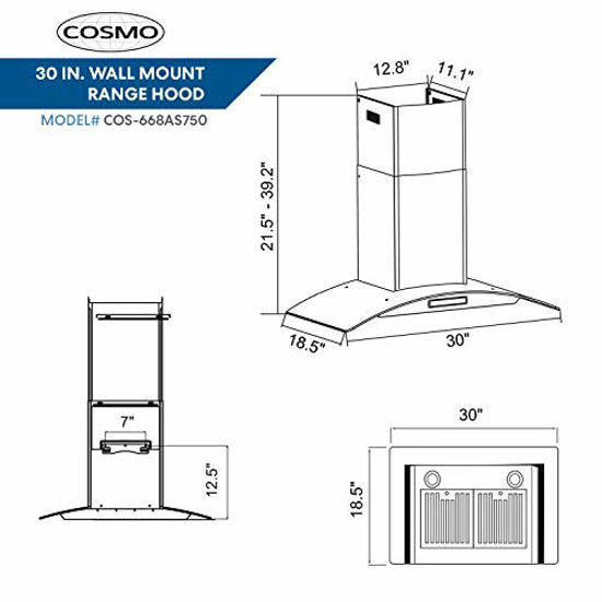 GetUSCart Cosmo COS668AS750 30 in. Wall Mount Range Hood 380 CFM
