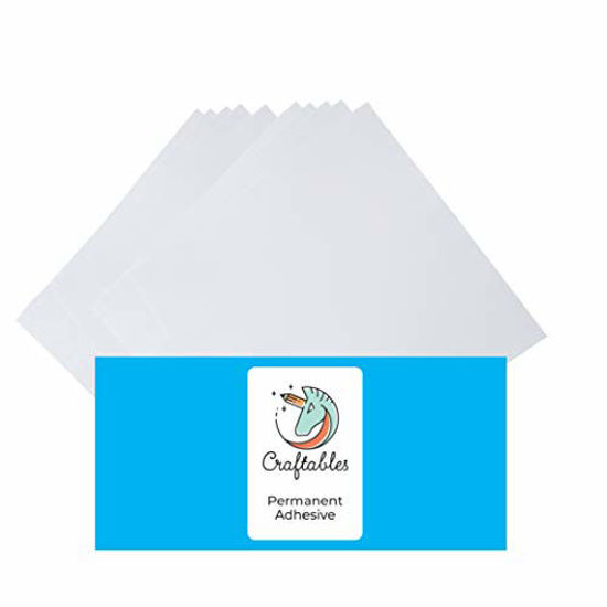 Picture of Craftables White Vinyl Sheets - Permanent, Adhesive, Glossy & Waterproof | (10) 12" x 12" Sheets- for Crafts, Cricut, Silhouette, Expressions, Cameo, Signs