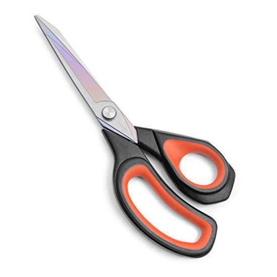 Picture of LIVINGO Premium Tailor Scissors Heavy Duty Multi-Purpose Titanium Coating Forged Stainless Steel Sewing Fabric Leather Dressmaking Softgrip Shears Professional Crafting (8.5 INCH)