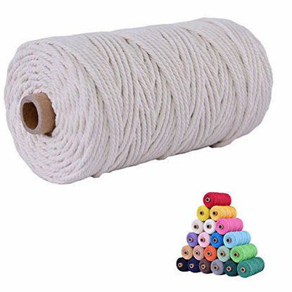 Picture of flipped 100% Natural Macrame Cotton Cord,3mm x109 Yard Twine String Cord Colored Cotton Rope Craft Cord for DIY Crafts Knitting Plant Hangers Christmas Wedding Décor (Beige, 3mm109yards)