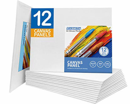 Picture of FIXSMITH-Painting-Canvas-Panels,8x10 Inch Canvas Board Super Value 12 Pack Canvases,100% Cotton,Primed Canvas Panel,Acid Free,Artist Canvas Boards for Professionals,Hobby Painters,Students & Kids.