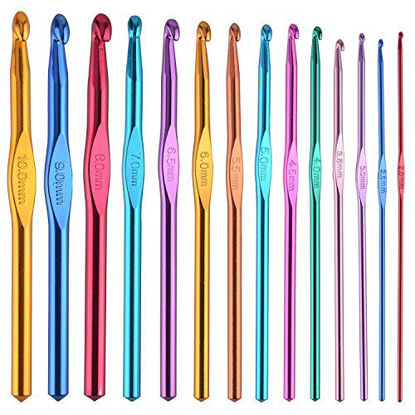 Picture of BCMRUN 14 pcs Multicolor Aluminum Crochet Hooks Knitting Needles Craft Yarn 2-10mm