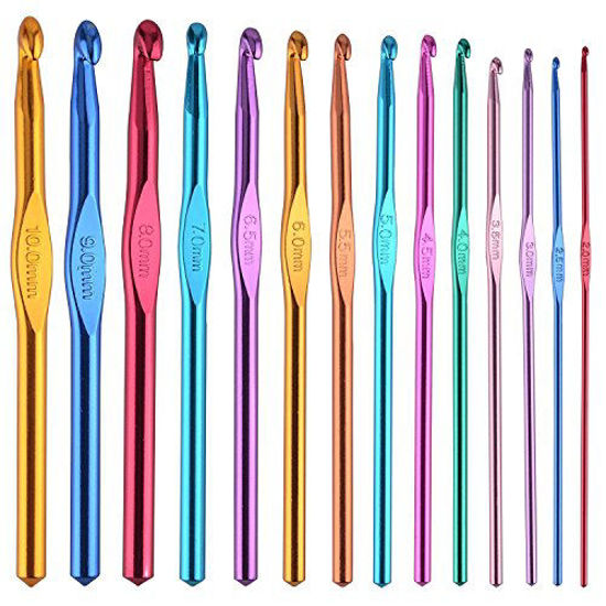 Picture of BCMRUN 14 pcs Multicolor Aluminum Crochet Hooks Knitting Needles Craft Yarn 2-10mm