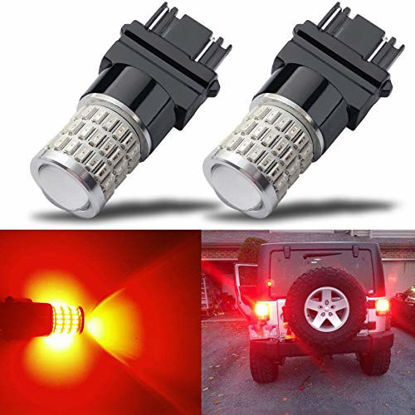 Picture of iBrightstar Newest 9-30V Super Bright Low Power Dual Brightness 3156 3157 3056 3057 LED Bulbs with Projector Replacement for Tail Brake Lights,Brilliant Red