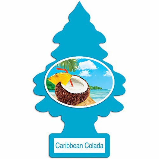 Picture of Little Trees - U6P-60324-AMA Car Air Freshener - Hanging Tree Provides Long Lasting Scent for Auto or Home - Caribbean Colada, 24 Count, (4) 6-Packs