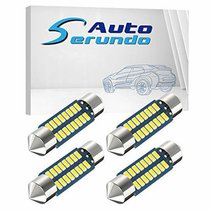 Picture of Serundo Auto 6418 Led Festoon Bulb 36mm 1.42in C5W Festoon Led , Super Bright 16SMD 3014 Chips 6000k White Interior Led Bulb Used for Car Map Dome Courtesy Trunk Light etc, Pack of 4pcs