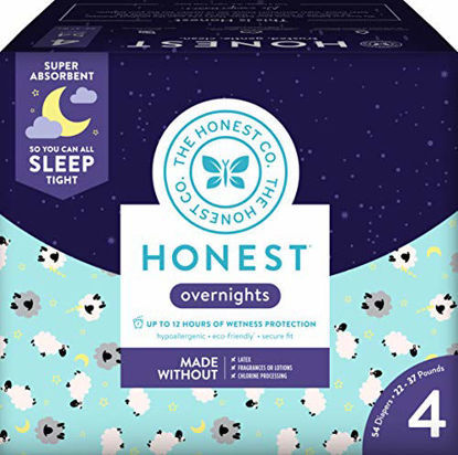 Picture of Honest Overnight Baby Diapers, Club Box, Sleepy Sheep, Size 4 (54 Count)