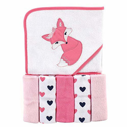 Picture of Luvable Friends Unisex Baby Hooded Towel with Five Washcloths, Foxy, One Size