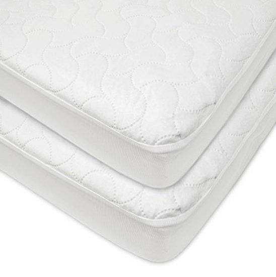 Picture of American Baby Company Waterproof Fitted Quilted Crib and Toddler Protective Pad Cover, White (2 Count), for Boys and Girls