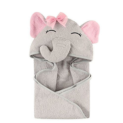 Picture of Hudson Baby Unisex Baby Cotton Animal Face Hooded Towel, Pretty Elephant, One Size