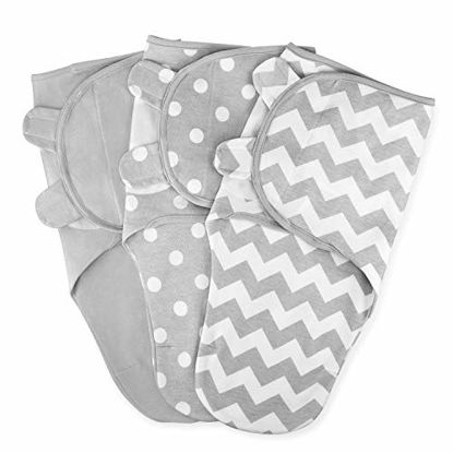 Picture of Swaddle Blanket Baby Girl Boy Easy Adjustable 3 Pack Infant Sleep Sack Wrap Newborn Babies by Comfy Cubs (Small (0-3 Month), Gray)