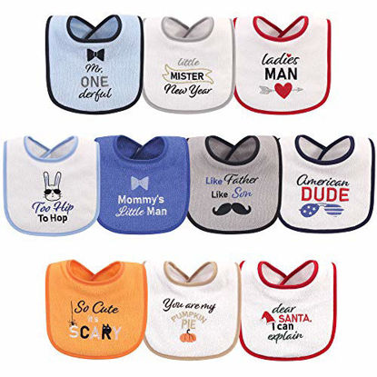 Picture of Hudson Baby Unisex Baby Cotton Terry Drooler Bibs with Fiber Filling, HOLIDAY BOY ONEDERFUL, One Size