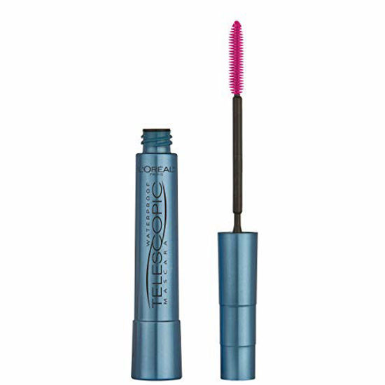Picture of L'Oreal Paris Cosmetics Makeup Telescopic Original Waterproof Mascara, Intense Lengthening, Defining & Lash Separating Mascara with Precise Brush, Black, 0.24 Fl Oz (Pack of 1), Waterproof Black