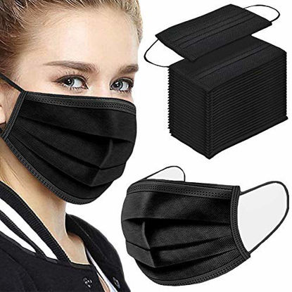 Picture of 100PCS 3 ply black disposable face shield filter protection